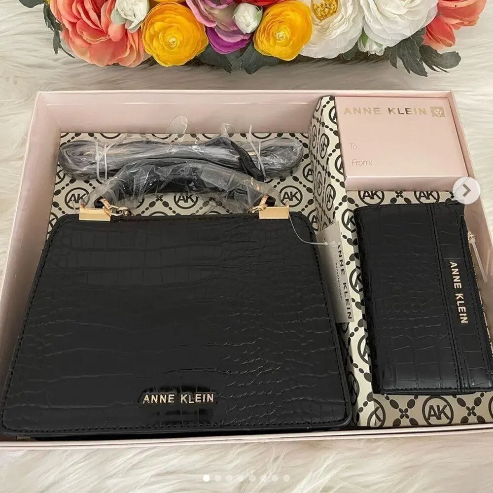 ANNE KLEIN Black Satchel with Wallet AKG5041 New in Box / with Tag MSRP $95